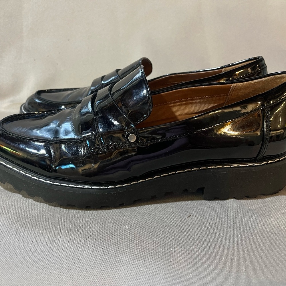 Franco Sarto Black Patent Leather Loafers